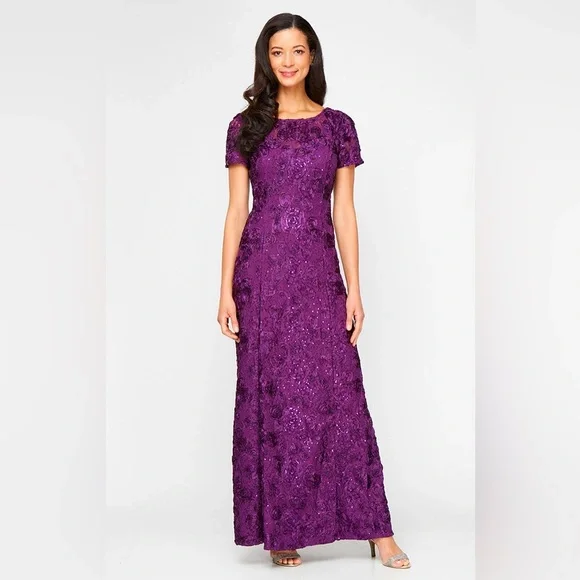 green emerald velvet dress Alex Evenings